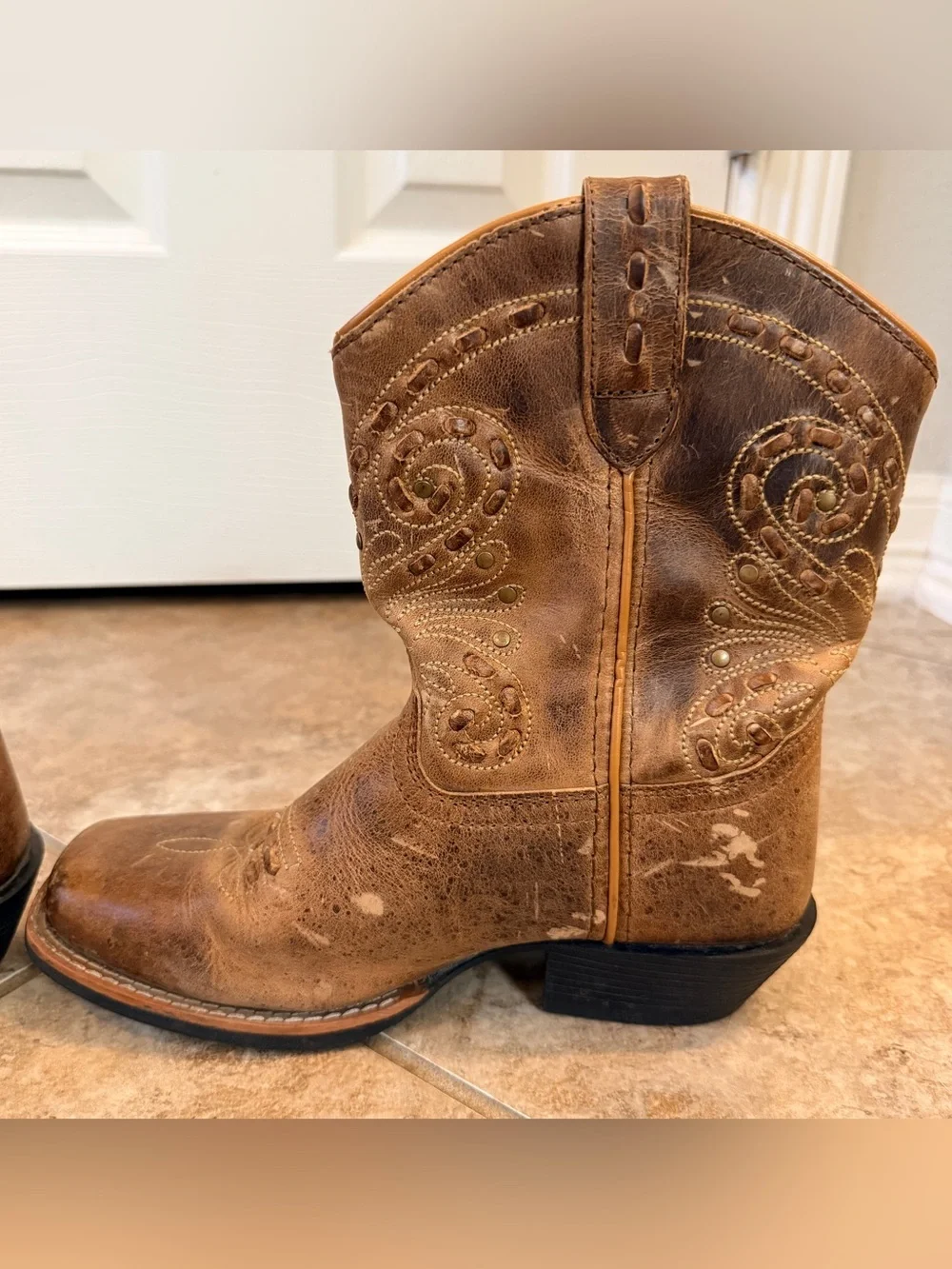 Smoky Mountain Brown Leather Western Boots - Boys Sz 2.5 R, Style 3853C